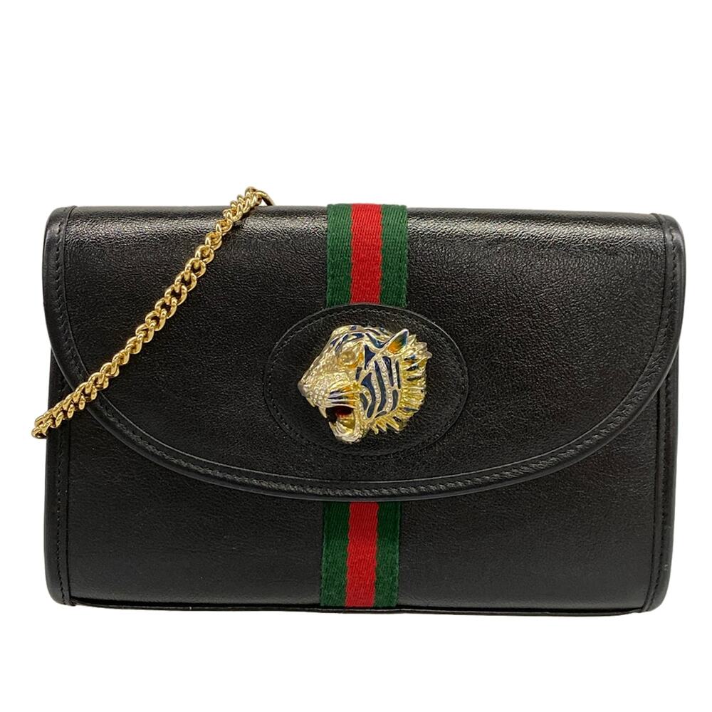 Gucci Raja Small Shoulder Bag, Sherry (Web) Shoulder Bag 570145 Black Gold